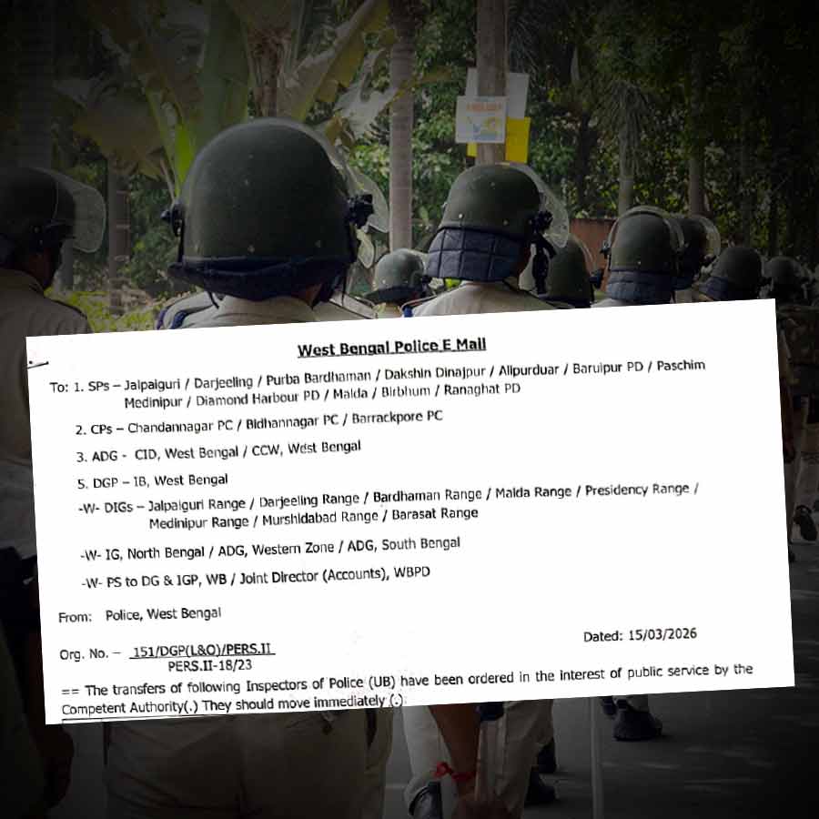 Reshuffle of 27 inspector of West Bengal Police Department