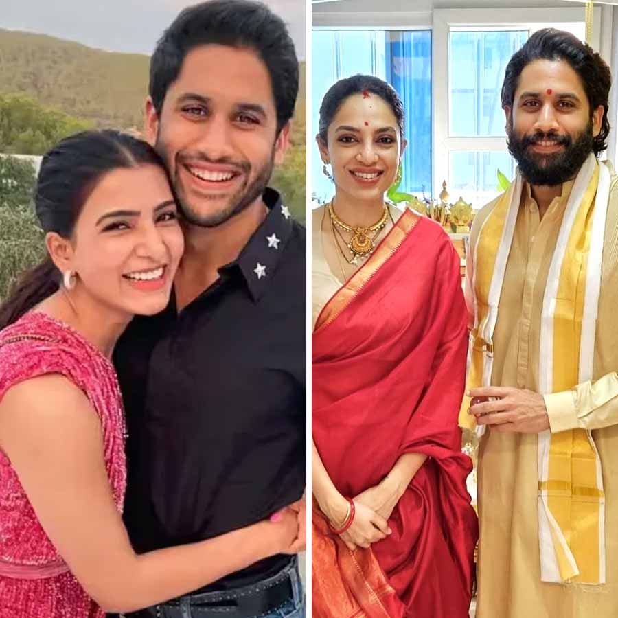 (বাঁ দিকে) সমান্থার সঙ্গে নাগ, (ডান দিকে) শোভিতার সঙ্গে নাগ।