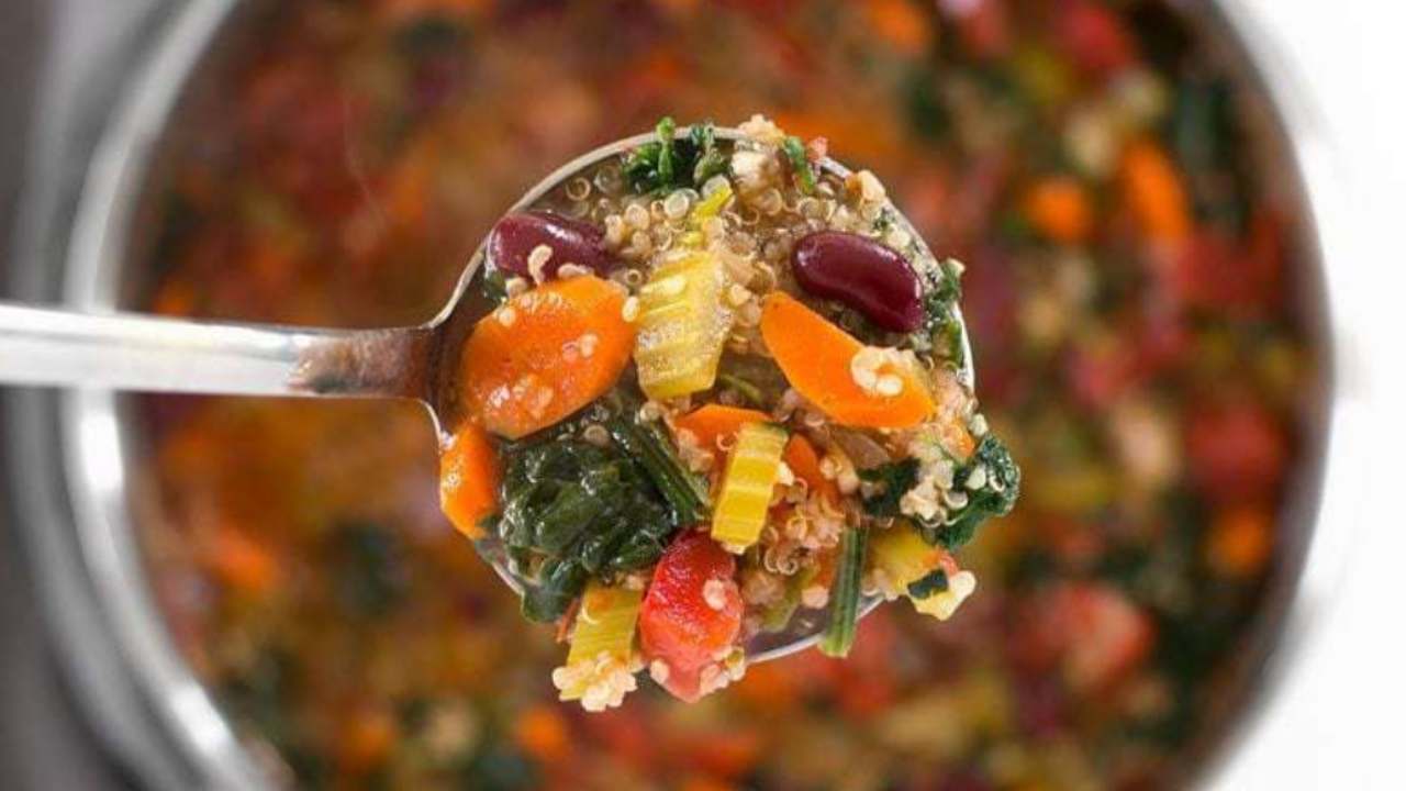 Quinoa vegetable soup is packed with nutrients needed by your body
