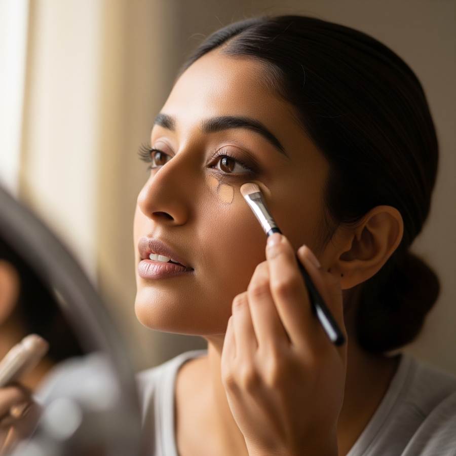 চোখের তলার কালি ঢাকতে কালার কারেক্টার না কি কনসিলার, কোনটি আগে ব্যবহার করবেন?