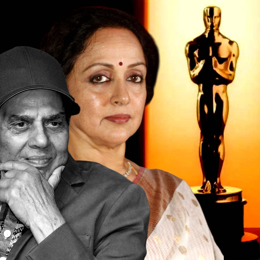 (বাঁ দিকে) ধর্মেন্দ্র, (ডান দিকে) হেমা মালিনী।