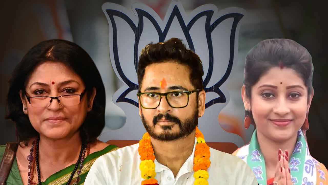 (বাঁ দিক থেকে) রূপা গঙ্গোপাধ্যায়, হিরণ চট্টোপাধ্যায় এবং লাভলি মৈত্র।