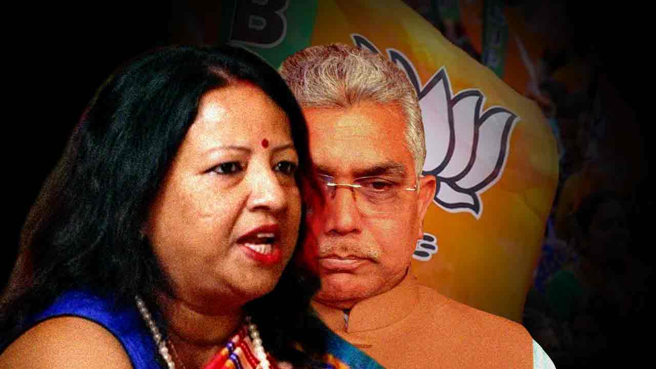 (বাঁদিকে) রিঙ্কু মজুমদার এবং দিলীপ ঘোষ (ডানদিকে)।