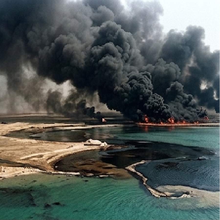 Kuwait oil well fires in 1991