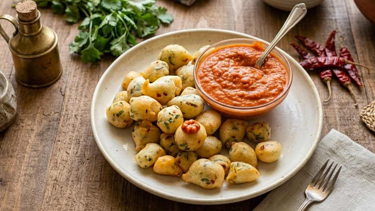 চালের পকোড়ার সঙ্গে টম্যাটোর চাটনি!