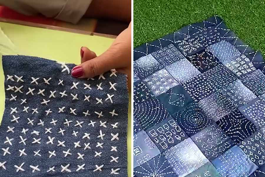 ডেনিমের কাপড় কেটে, জুড়ে বানান এমন আসন।