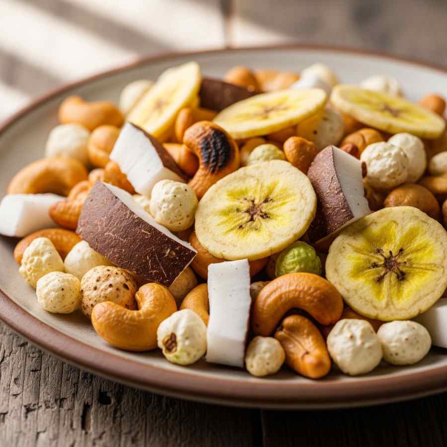 চিপ্‌স, বাদাম, মাখানার মিশেলেই বানানো যায় স্বাস্থ্যকর স্ন্যাকস।