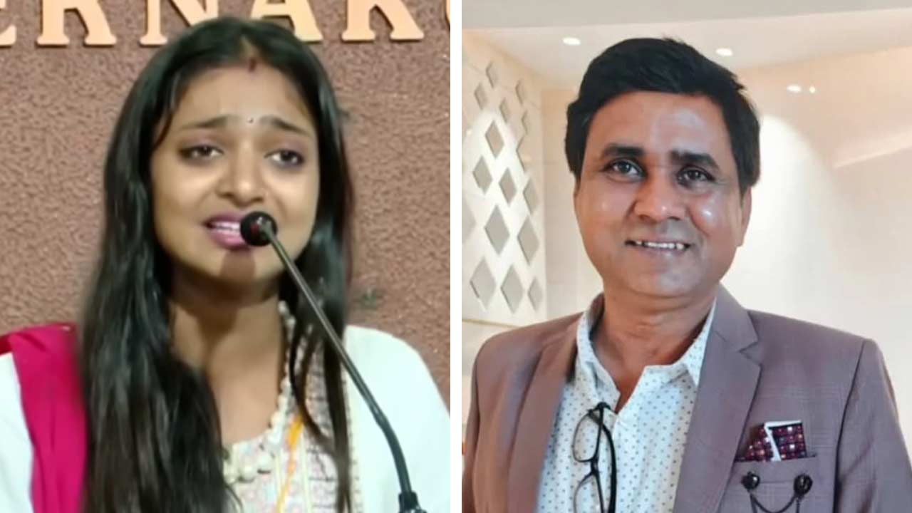 (বাঁ দিকে) মোনালিসা, (ডান দিকে) সনোজ মিশ্র।