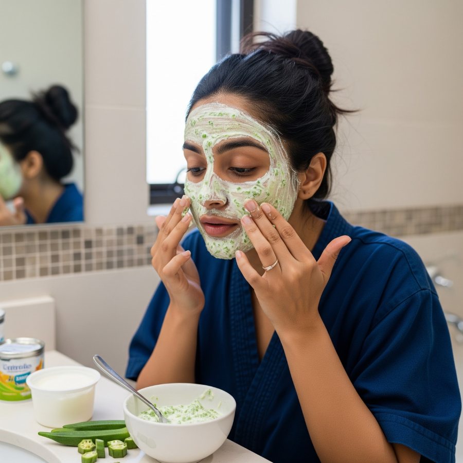 Does the viral skincare method of okra and curd paste as facemask really work dgtl