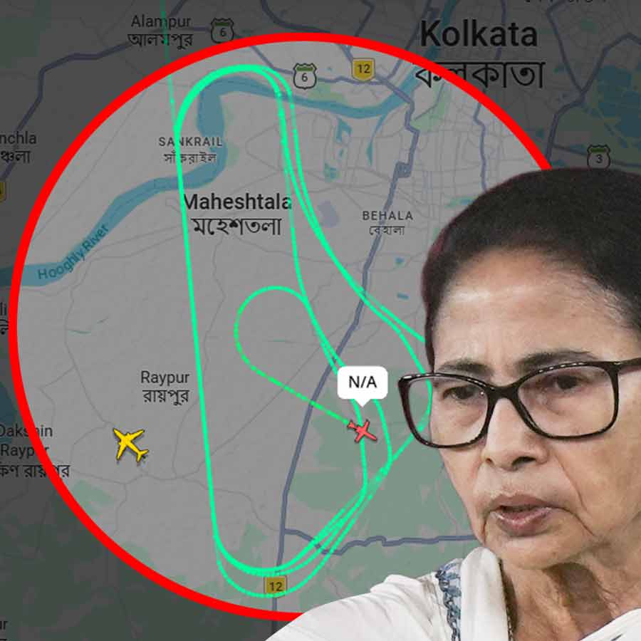 ছবিতে চিহ্নিত জায়গায় চক্কর কাটছে মুখ্যমন্ত্রী মমতা বন্দ্যোপাধ্যায়ের বিমান।