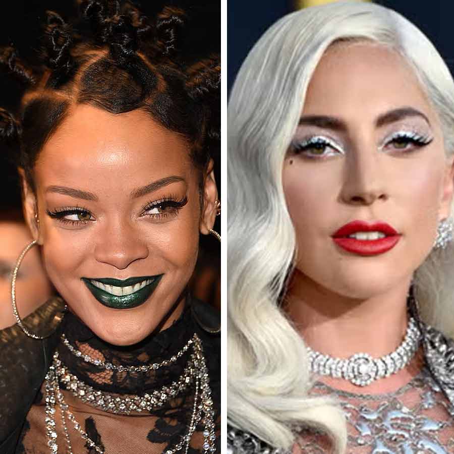 (বাঁ দিকে) রিহানা, লেডি গাগা (ডান দিকে)।