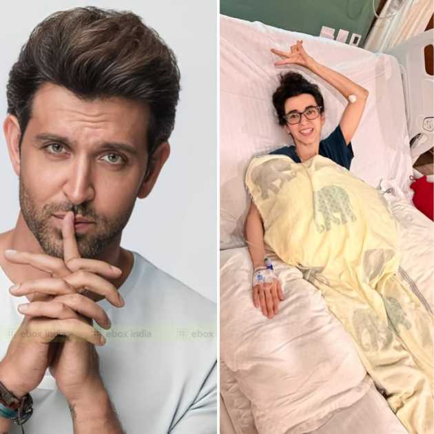 হাসপাতালে বিছানায় শুয়ে সাবা আজ়াদ। পাশে রইলেন হৃতিক রোশন। 