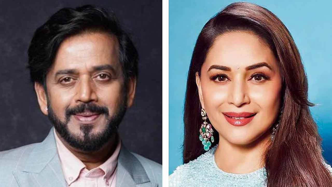 (বাঁ দিকে) রবি কিশন, (ডান দিকে) মাধুরী দীক্ষিত।