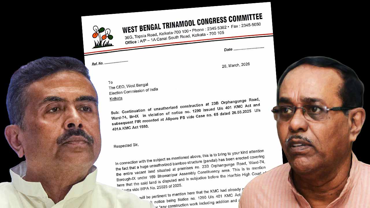 TMC state president Subrata Bakshi sent a letter to ECI against BJP cndidate Suvendu Adhikari