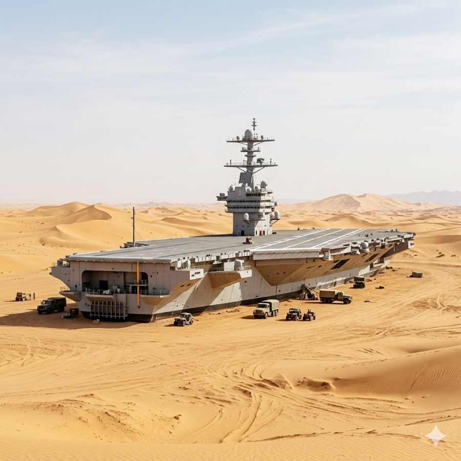 China made three American warships replicas in Taklamakan desert, a big concern for US 