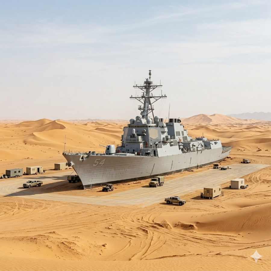China made three American warships replicas in Taklamakan desert, a big concern for US 