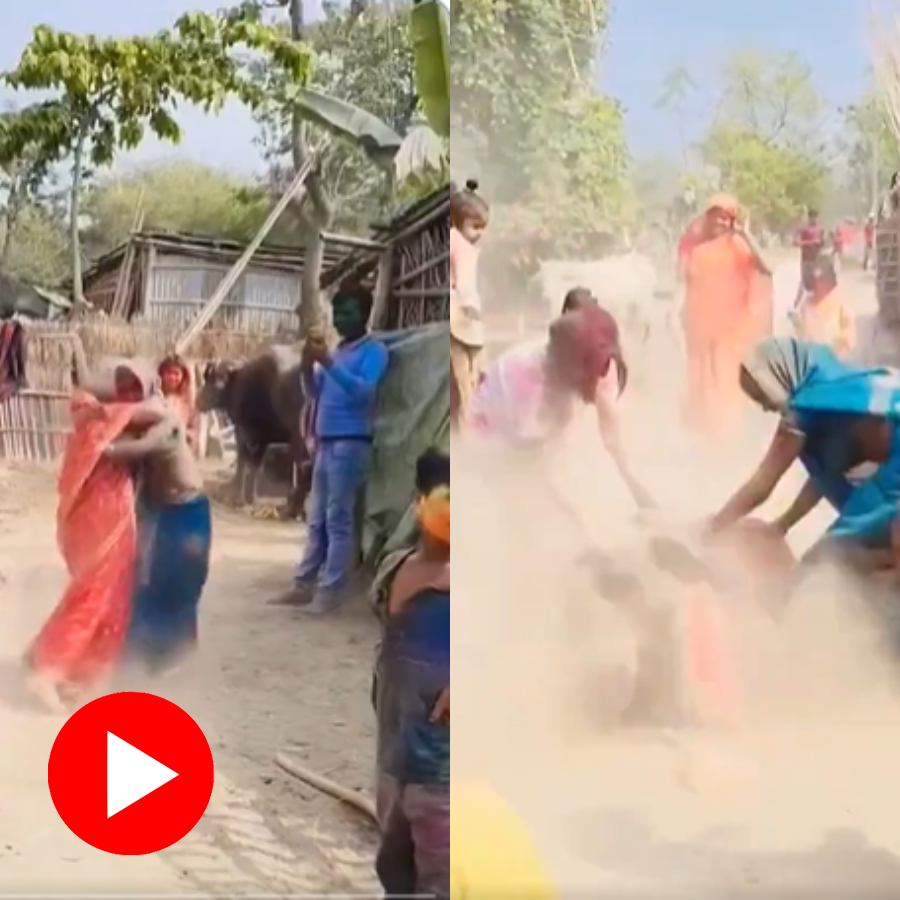 Video shows brawl between two village woman, locals take bizarre step to stop them