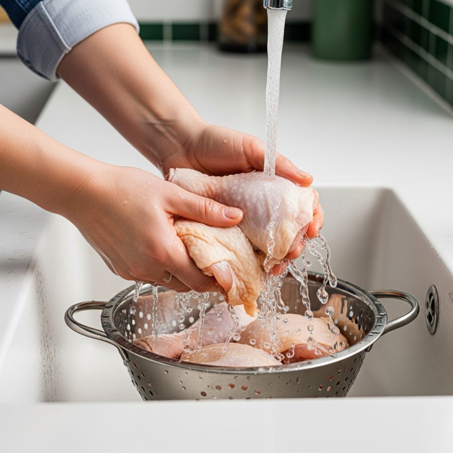 Is washing raw chicken healthy or it just contaminates the kitchen dgtl