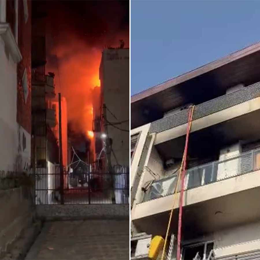 এই বহুতলেরই তিন তলায় আগুন লাগে রবিবার সকালে। ছবি: সংগৃহীত।