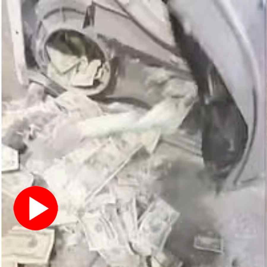 Video of man found stack of cash inside second hand washing machine he bought from Facebook marketplace dgtl