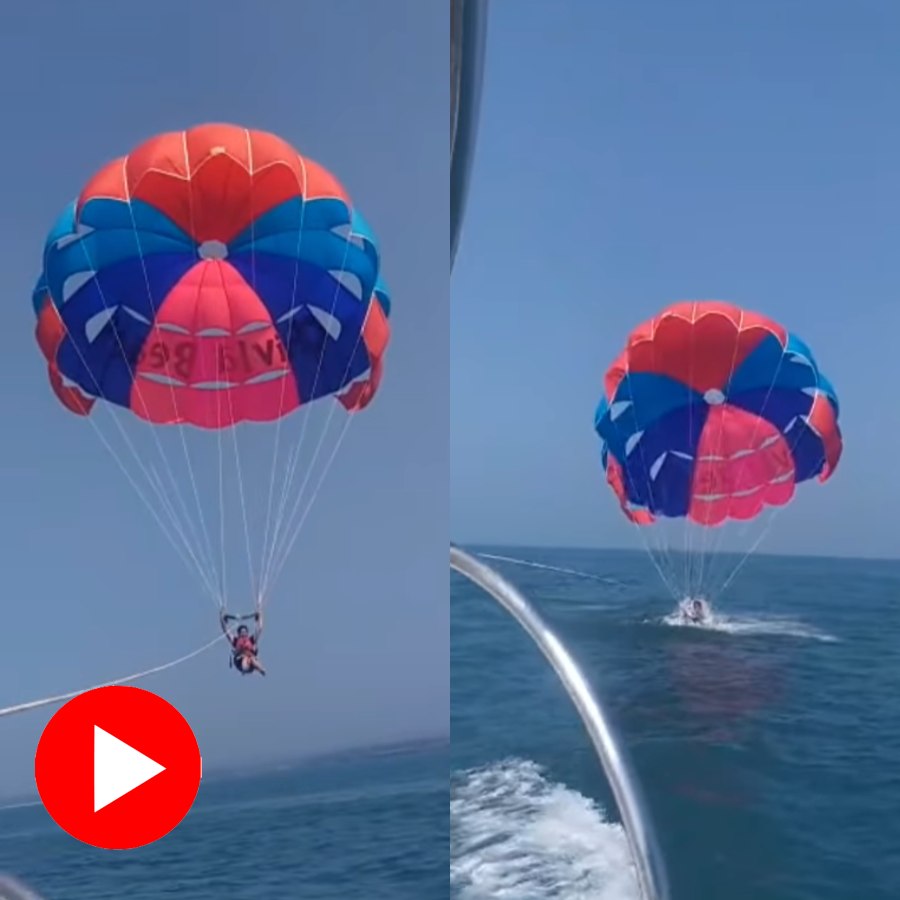 Video shows woman fell into water during Parasailing in Goa
