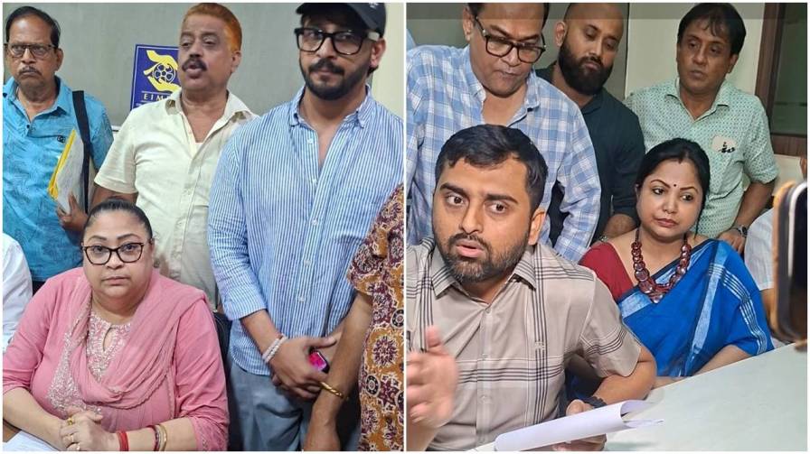 পৃথক সাংবাদিক বৈঠকে পিয়া সেনগুপ্ত, শতদীপ সাহা।
