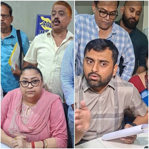 পৃথক সাংবাদিক বৈঠকে পিয়া সেনগুপ্ত, শতদীপ সাহা।