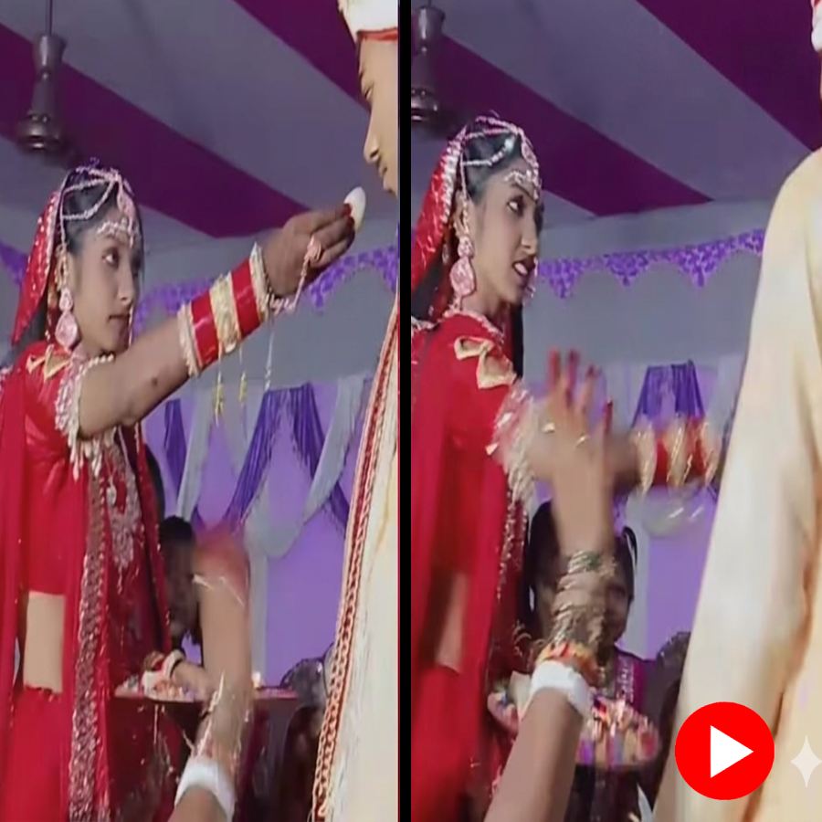 A video shows a bride slaps groom as he refuse to eat sweets from her hand goes viral dgtl