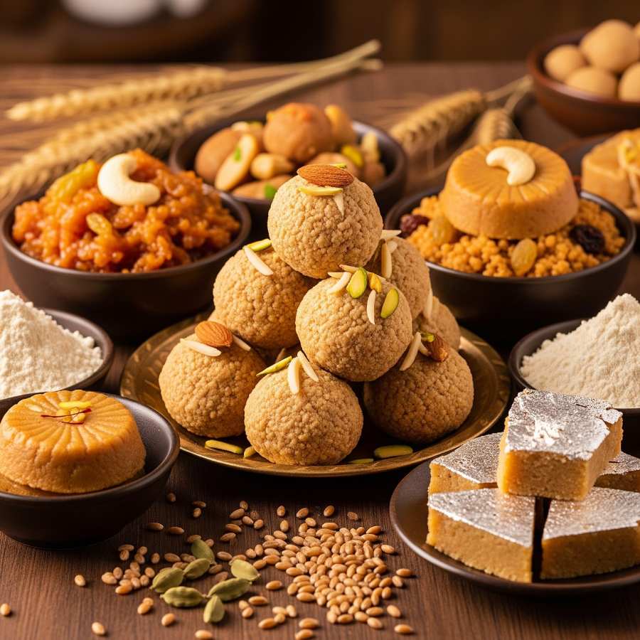 আটা দিয়ে বানানো মিষ্টি পদ।