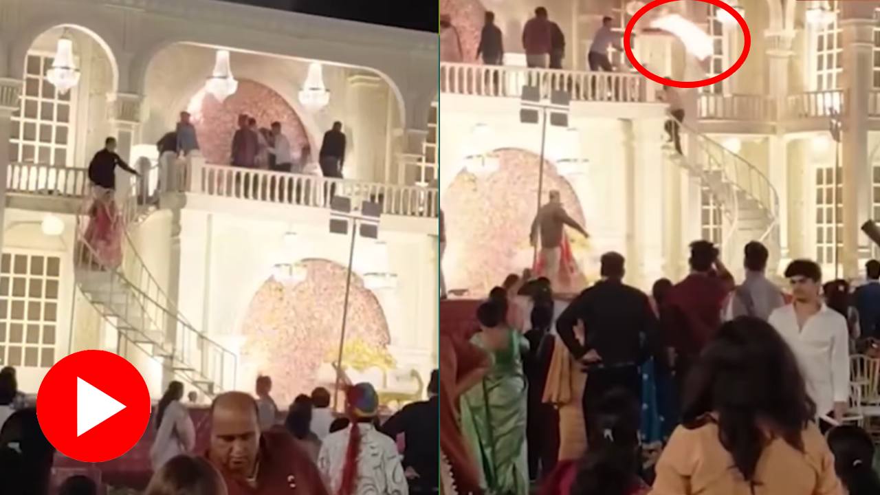 Video shows wedding stage catches fire, newlywed couple escape