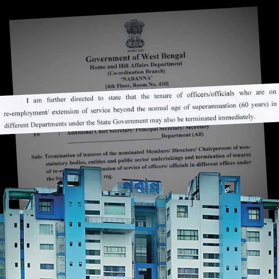 All government officials of West Bengal who were working through re-employment or extension of service after retirement to terminate immediately