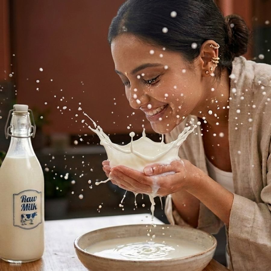 কাঁচা দুধ দিয়ে ত্বকচর্চা।