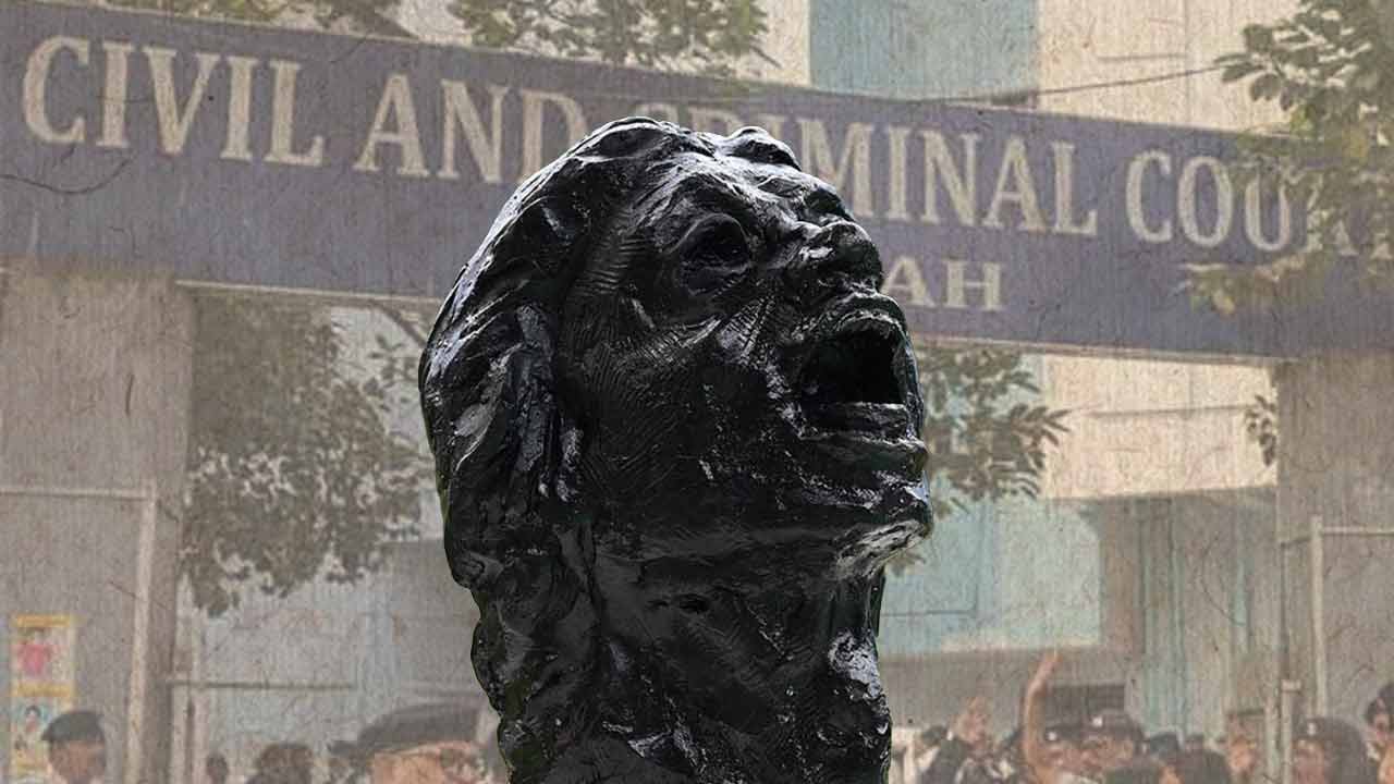 আরজি কর-কাণ্ডের প্রতিবাদে স্থাপিত ‘ক্রাই অফ দ্য আওয়ার’ মূর্তি।