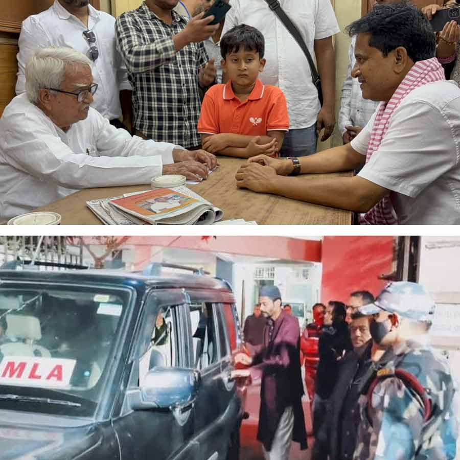 Mustafizur Rahman met Biman Bose at CPM state office after taking oath as MLA