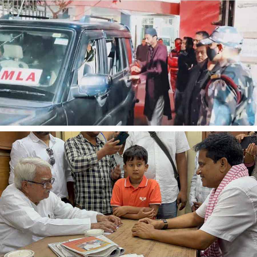 Mustafizur Rahman met Biman Bose at CPM state office after taking oath as MLA