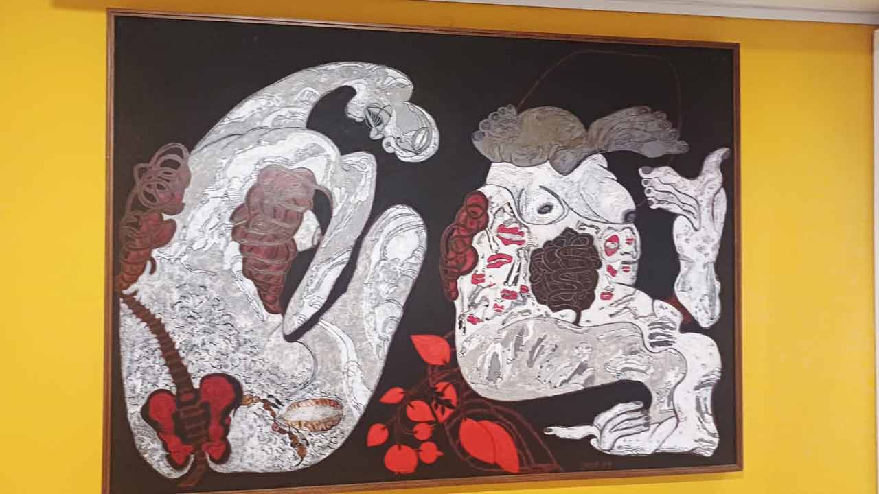 চিত্রশিল্পী জয়া গঙ্গোপাধ্যায়ের ছবির প্রদর্শনী থেকে।