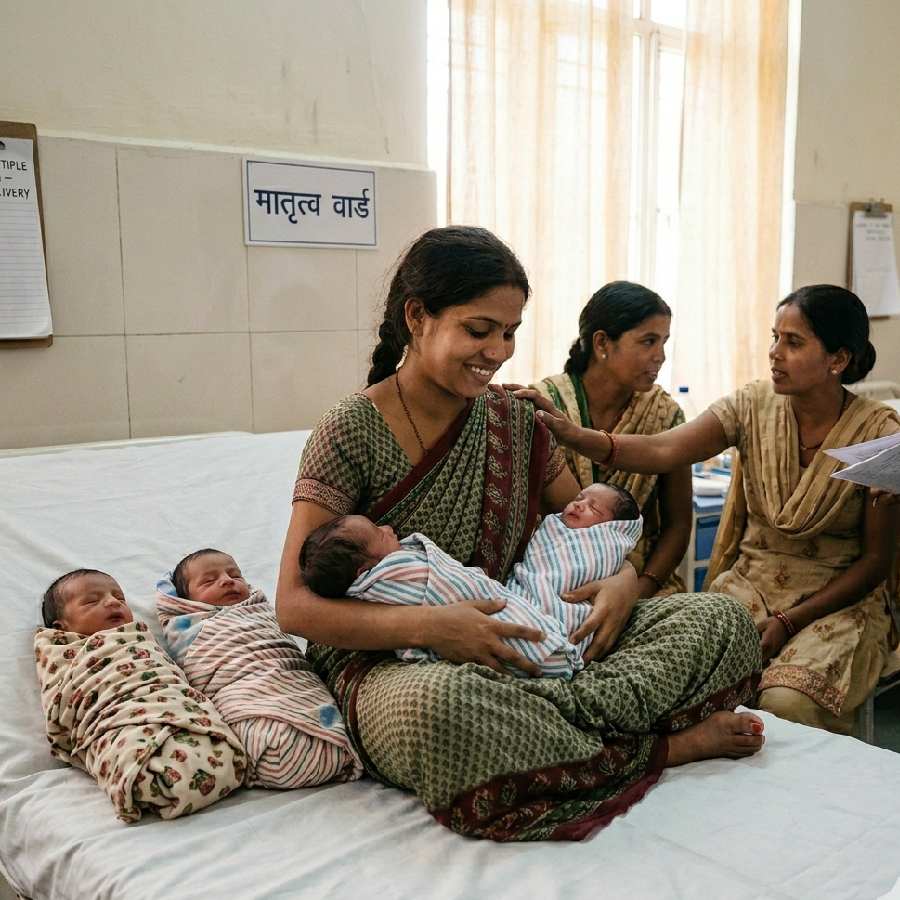 In Uttar Pradesh a woman gives birth to four babies in 6 days