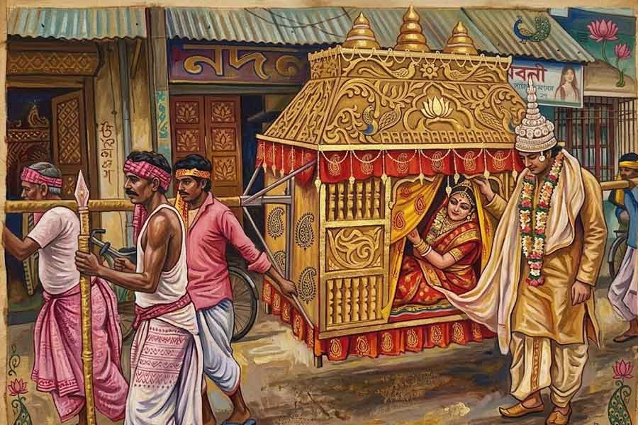 বধূ আসতে পারে পালকিতেও, বিয়ের মণ্ডপ সাজানো যায় বিশেষ থিমেও।