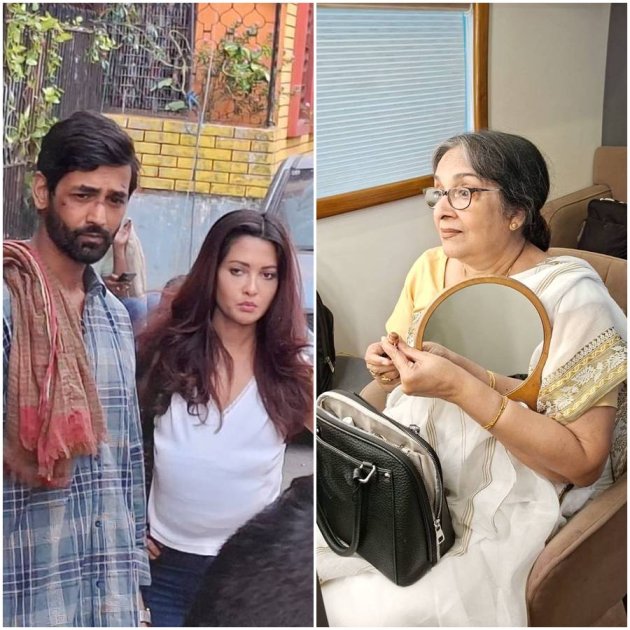 শ্যামবাজারে শুটিংয়ে ব্যস্ত টিম ‘রেখা’।