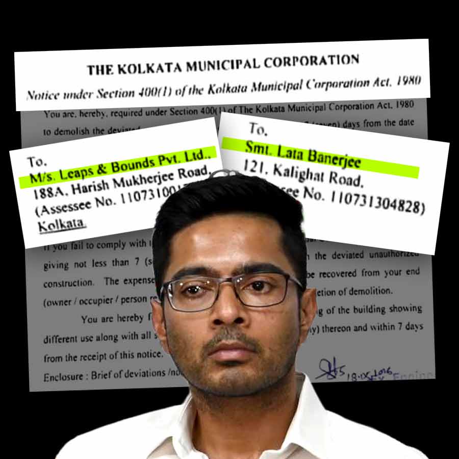 What is in the notice sent by KMC to Abhishek Banerjee\\\\\\\'s mother Lata Banerjee and Lips and Bounds