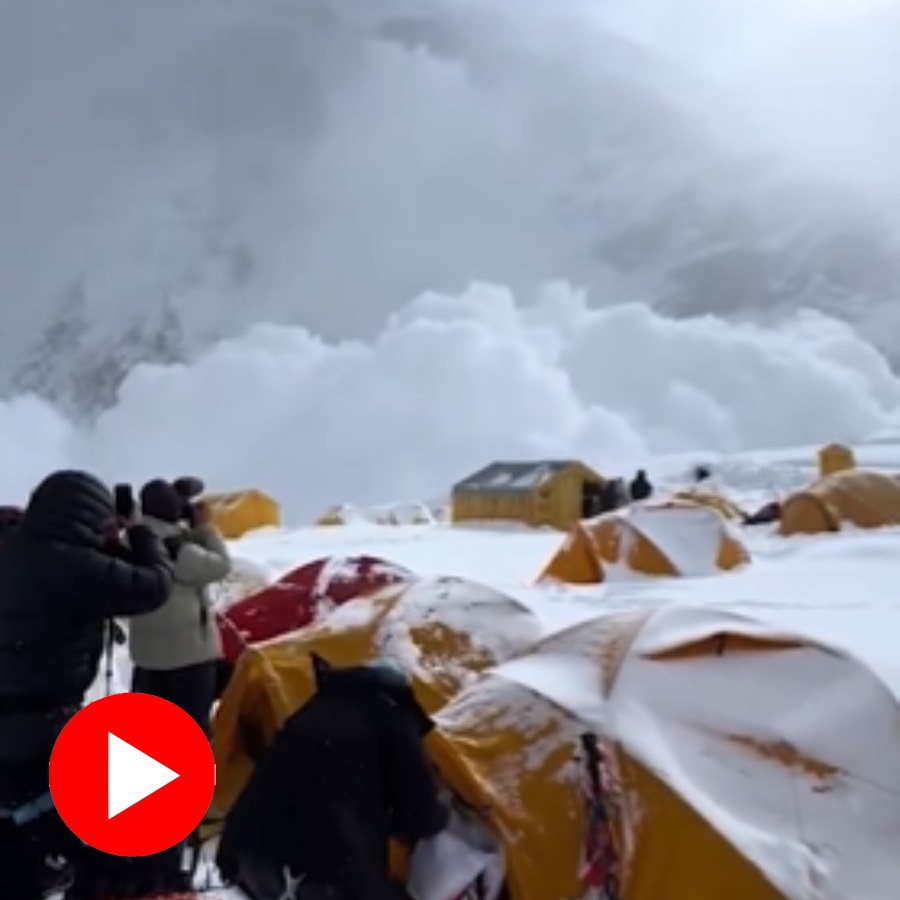 Video shows huge avalanche comes from Mount Everest and hits climbers’ base camp