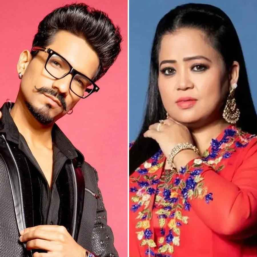 (বাঁ দিকে) হর্ষ লিম্বাছিয়া, (ডান ডিকে) ভারতী সিংহ।