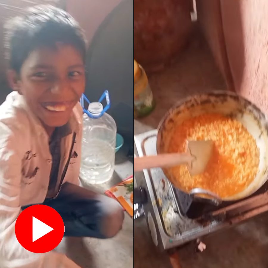 Video shows a young boy giving maggi party to his friends in Birthday