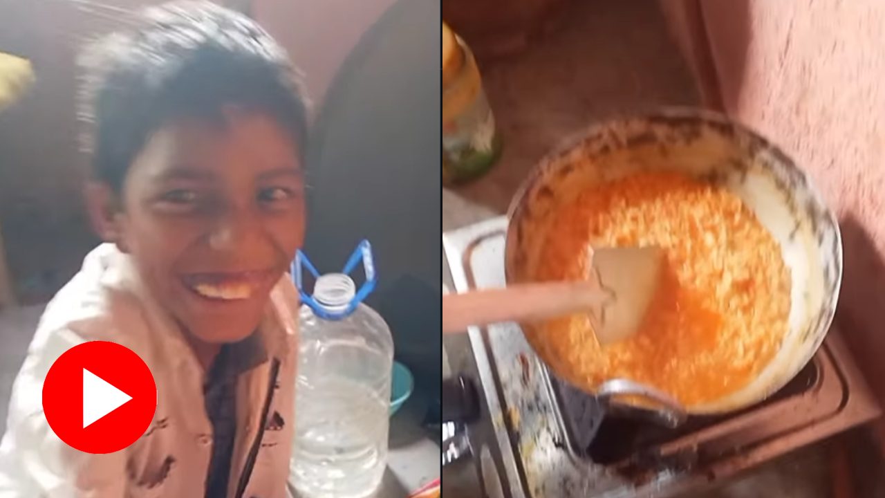 Video shows a young boy giving maggi party to his friends in Birthday
