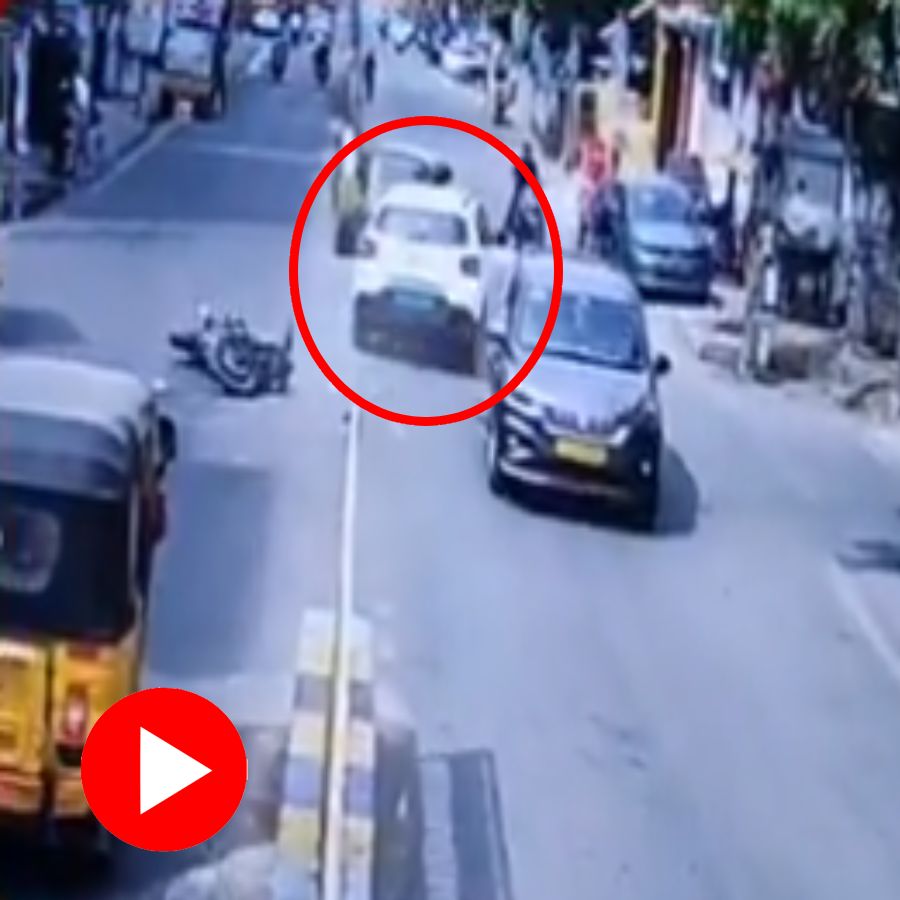 Video of speeding electric car crashing into multiple vehicles in Hyederabad
