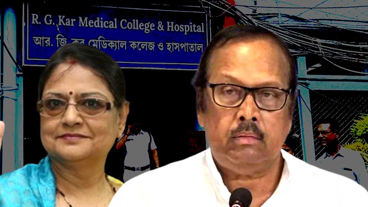 (বাঁ দিকে) কাকলি ঘোষদস্তিদার এবং সুখেন্দুশেখর রায় (ডান দিকে)।