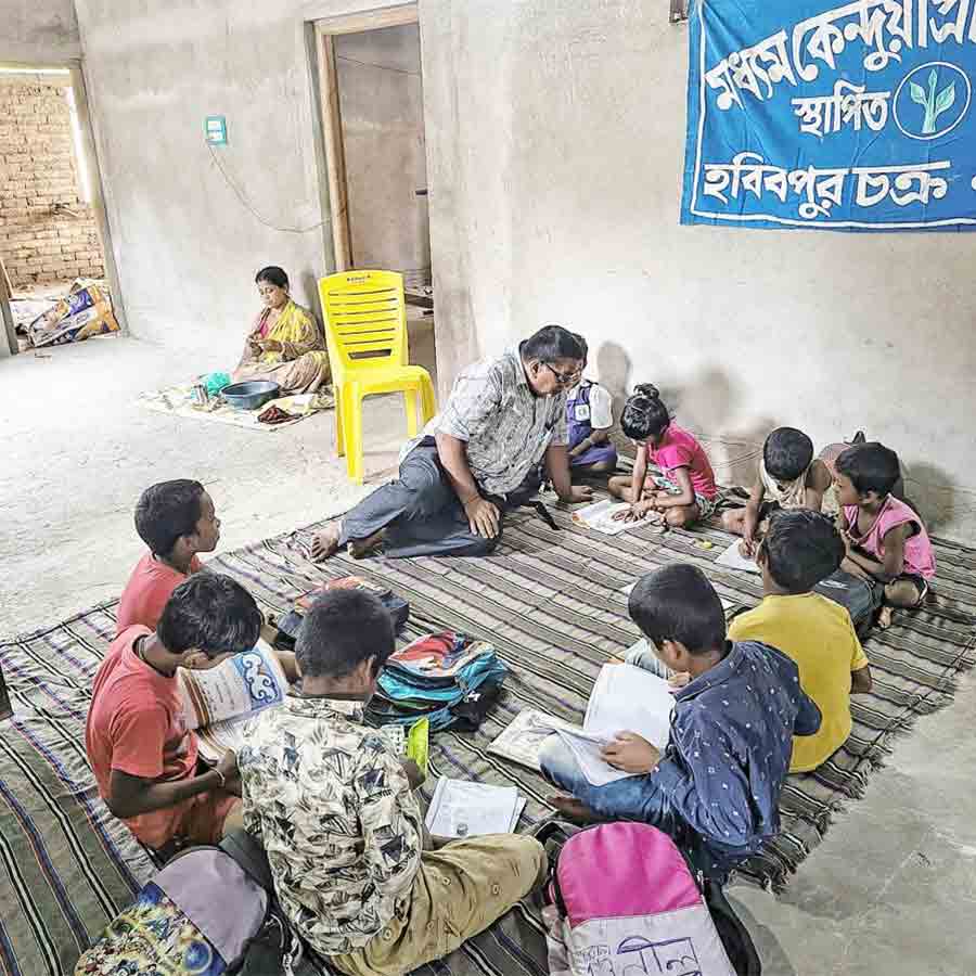 Principal visiting homes and teaching school students during summer vacation at Habibpur