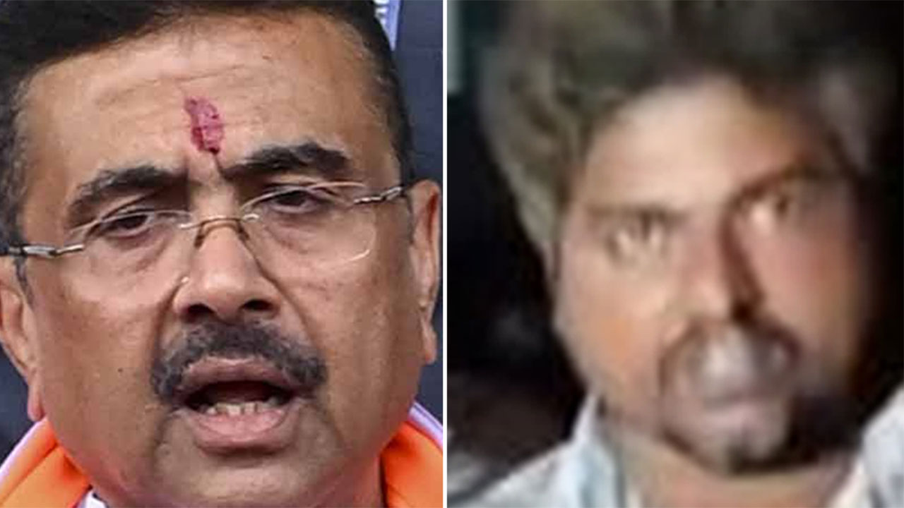 (বাঁ দিকে) মুখ্যমন্ত্রী শুভেন্দু অধিকারী এবং রাকিবুল শেখ (ডান দিকে)।