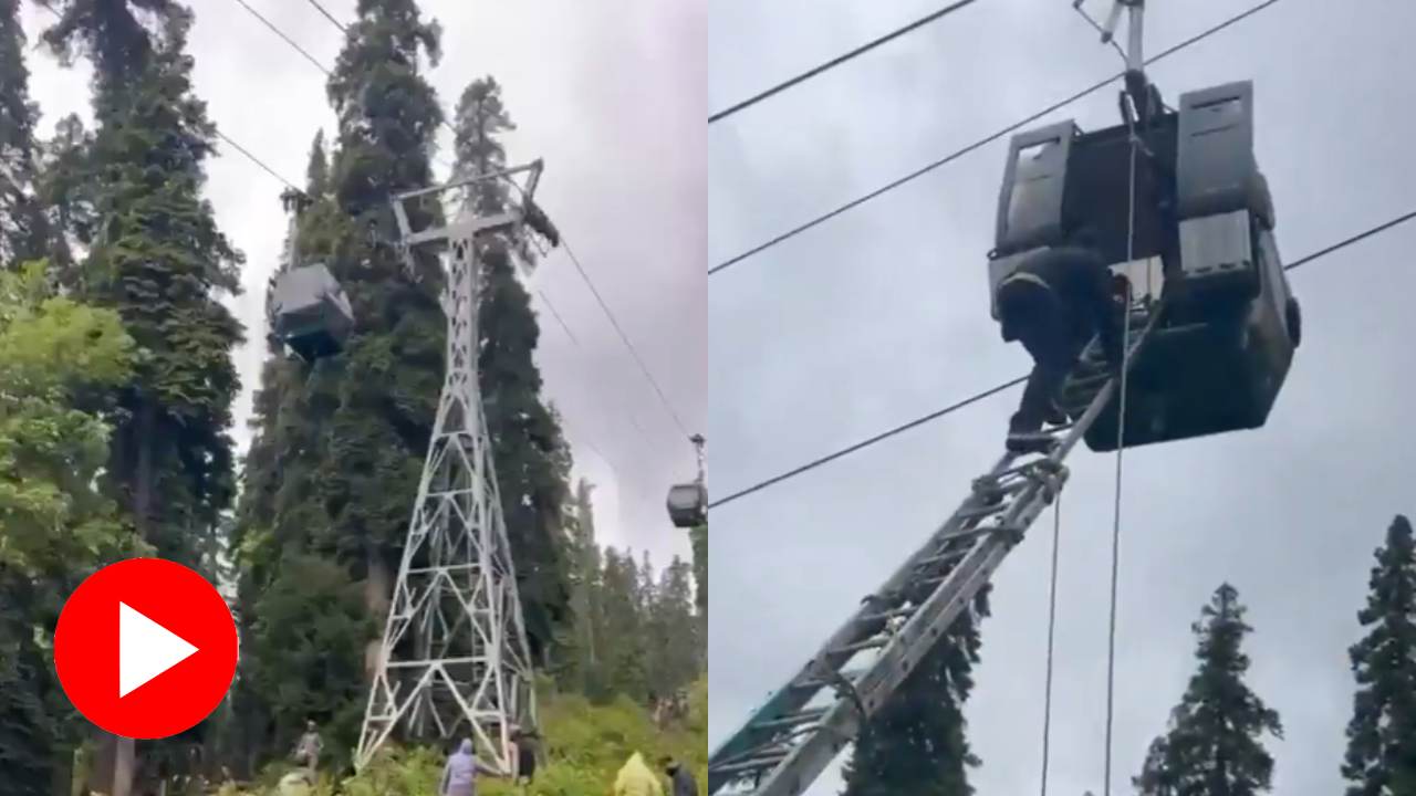 Video shows Indian army rescues tourists stranded in the air due to technical fault in Gulmarg ropeway system