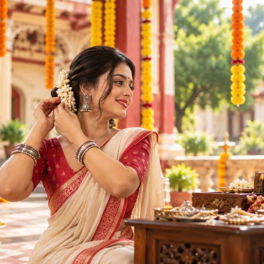 পুজোতে কোন দিন কী জামা কাপড় পরবেন, সঙ্গে কেমন গয়না পরবেন বা সাজ কেমন হবে— এ সব নিয়ে পরিকল্পনা করতে করতেই কেটে যায় পুজোর আগের কয়েকটা দিন।
